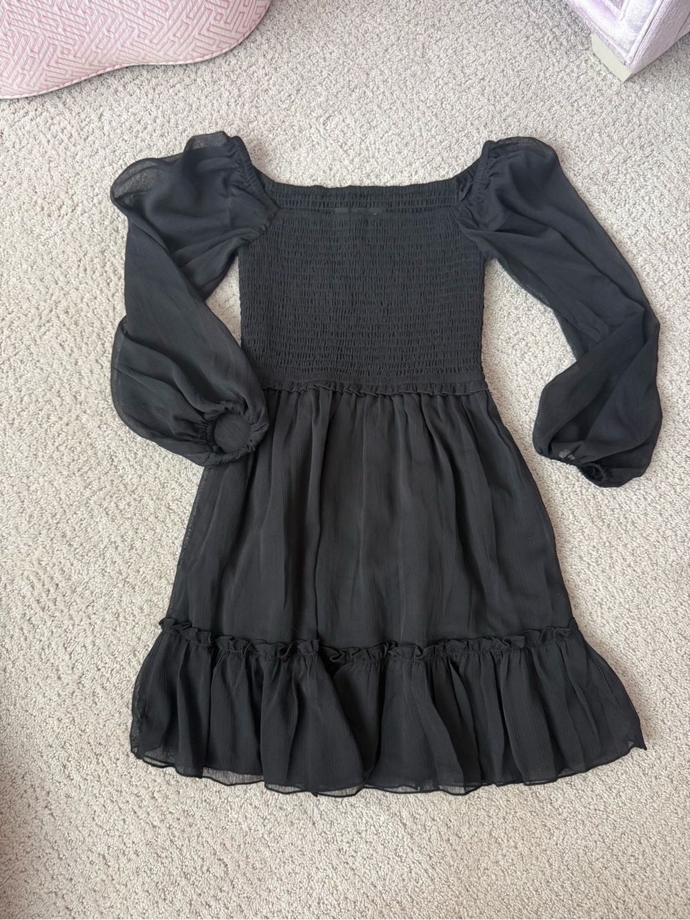 Katie J NYC Black Smocked Top with Tag